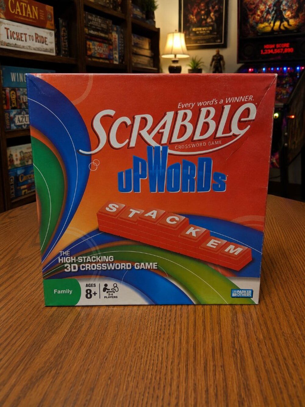 2008 Scrabble Upwords Stack'em 3D Crossword Game Parker Brothers Complete